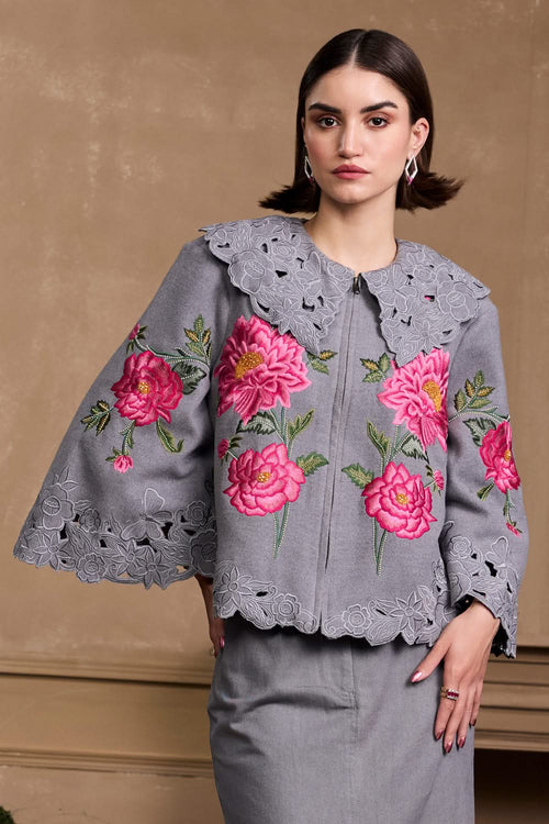 Grey Rose Threadwork Short Jacket