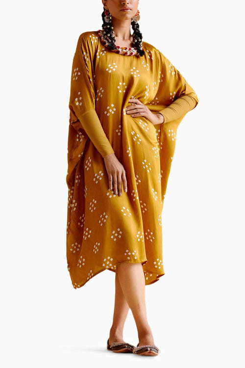 Annapoorna Yellow Bandhini Kaftan