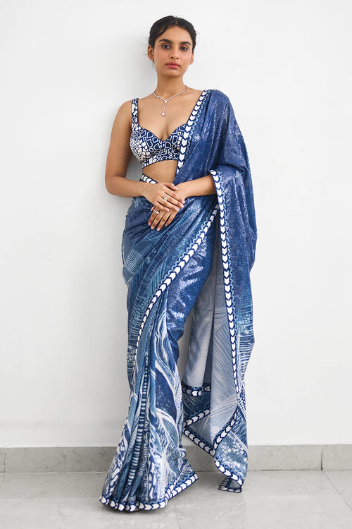Swirl Sequins Sari Sequins Sari Blouse Set