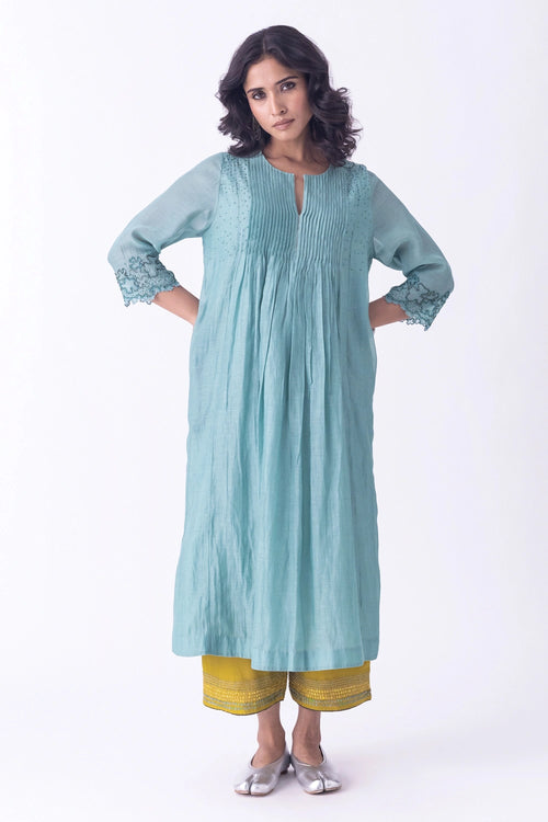 Teal Sira Kurta