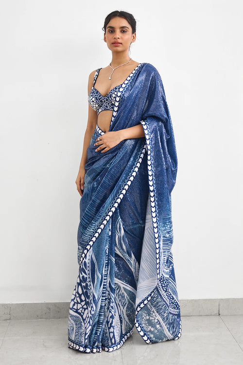 Swirl Sequins Sari Sequins Sari Blouse Set