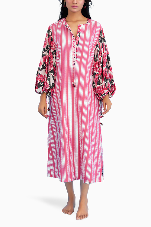Pink A-Line Flower Tassels Dress