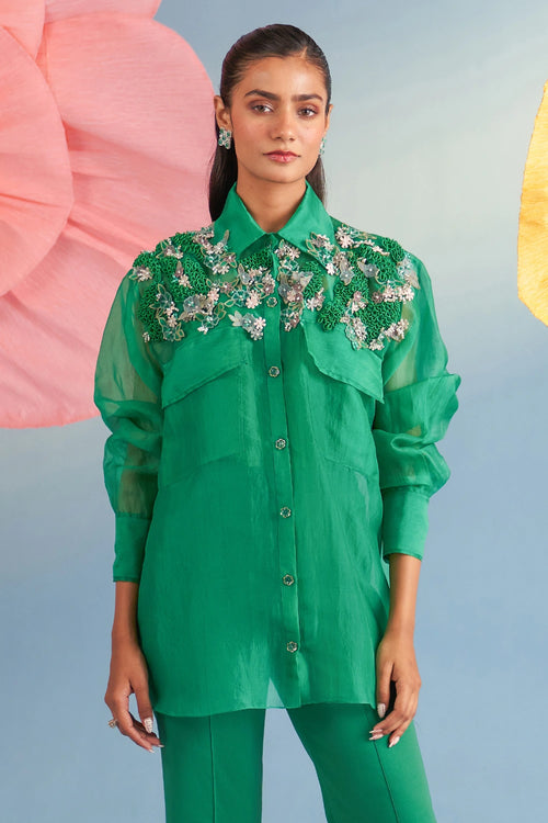Jade Green Lily Shirt