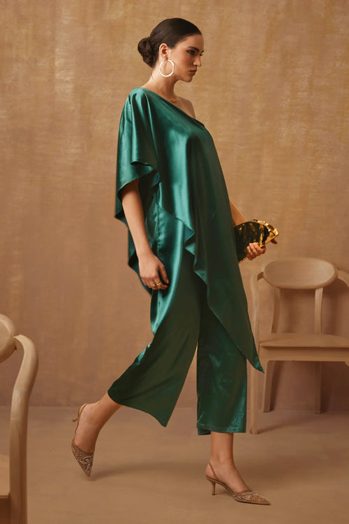 Emerald Green One Shoulder Jumpsuit