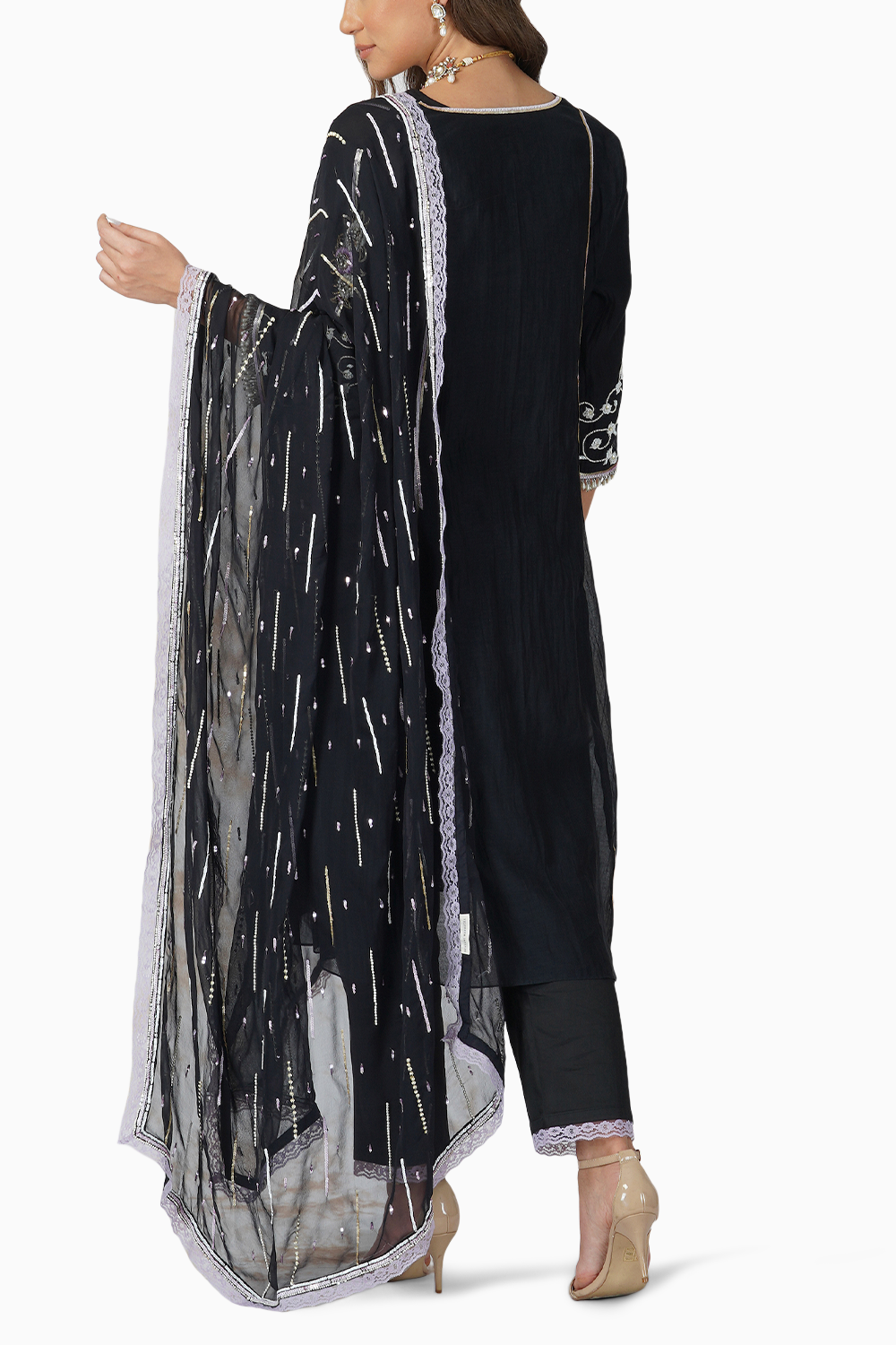 Aline Kurta With Sequined Dupatta