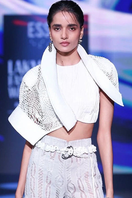 Ivory  Ruched Crop Top