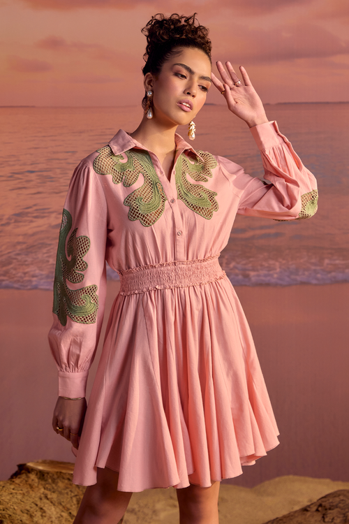 Cutwork Embroidered Shirt Dress