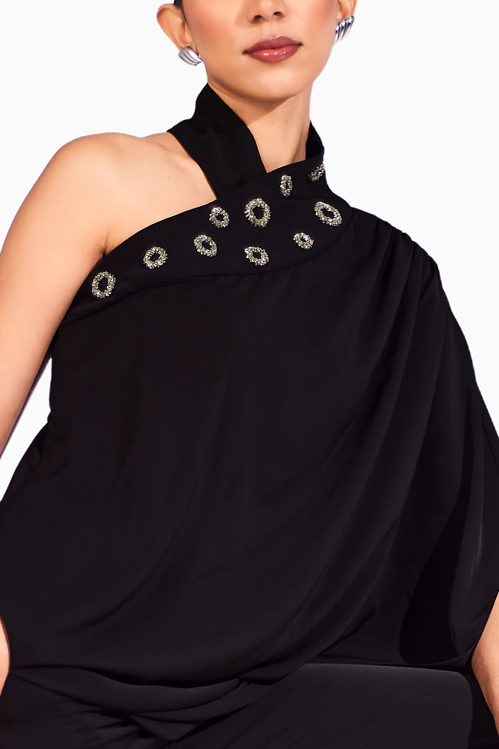 Black Vera One Shoulder Top