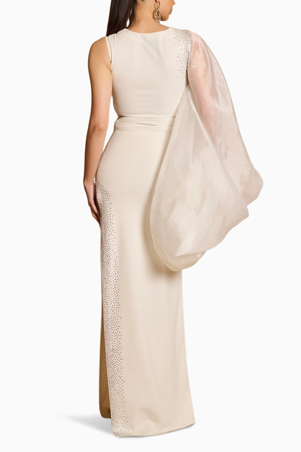 Spectrum Ivory Crystal Bauble Sleeve Gown