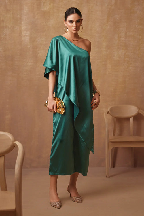 Emerald Green One Shoulder Jumpsuit