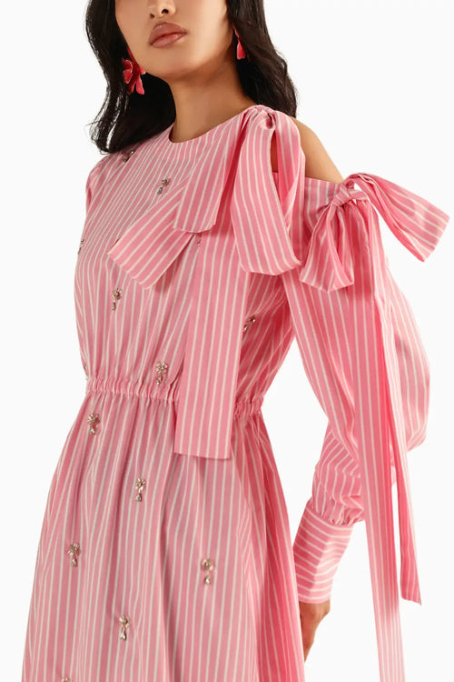 Amelia Pink-Stripes Dress