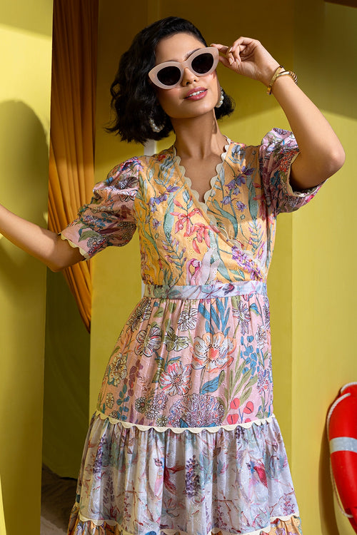 Multi Dainty Sprint Time Midi Dress