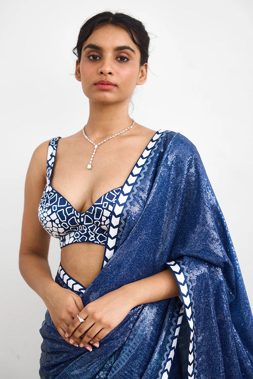Swirl Sequins Sari Sequins Sari Blouse Set