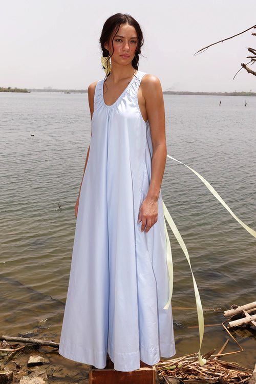 Flora Blue Maxi Dress