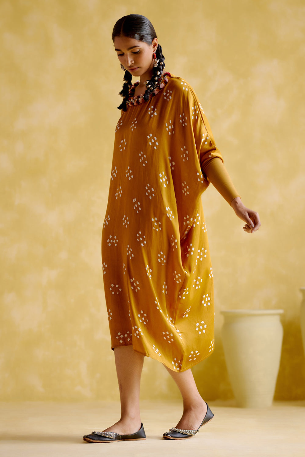 Annapoorna Yellow Bandhini Kaftan