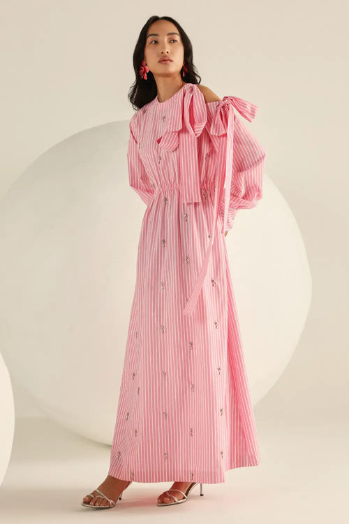 Amelia Pink-Stripes Dress