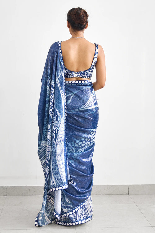 Swirl Sequins Sari Sequins Sari Blouse Set