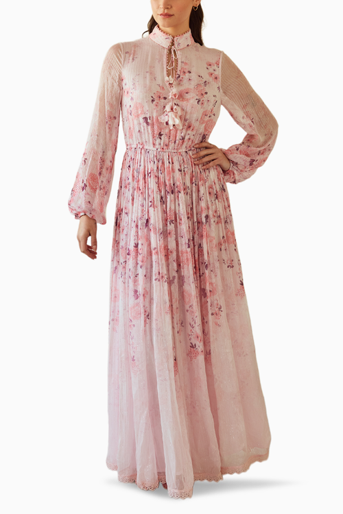 Blush Pink Long Printed Dress