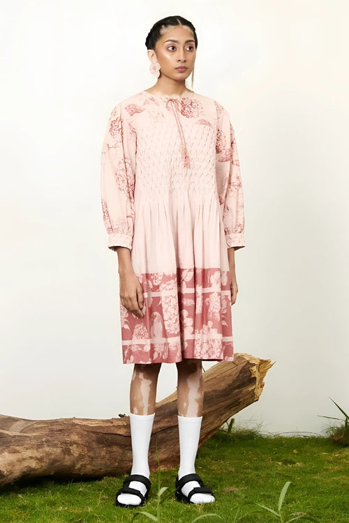 Peach Bunny Smocking Dress