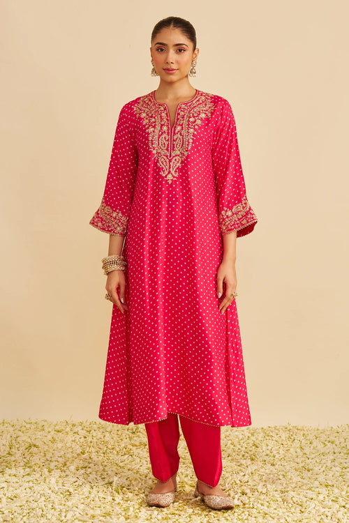 Shezia Hotpink Long Chauga with Salwar