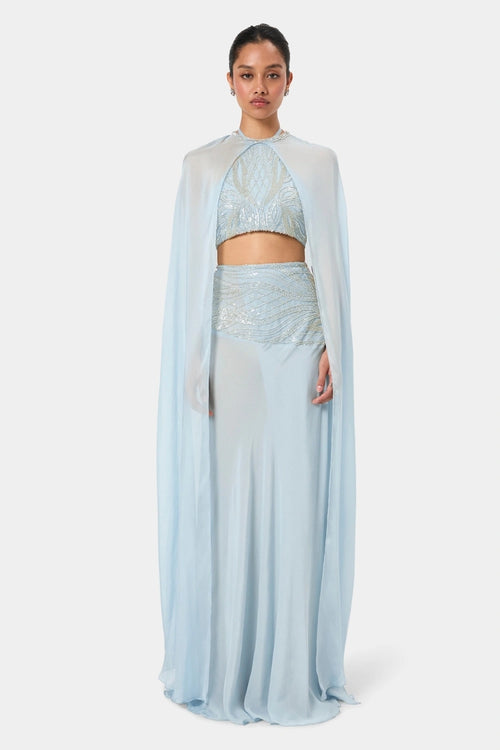 Sky Embellished Overlay Cape
