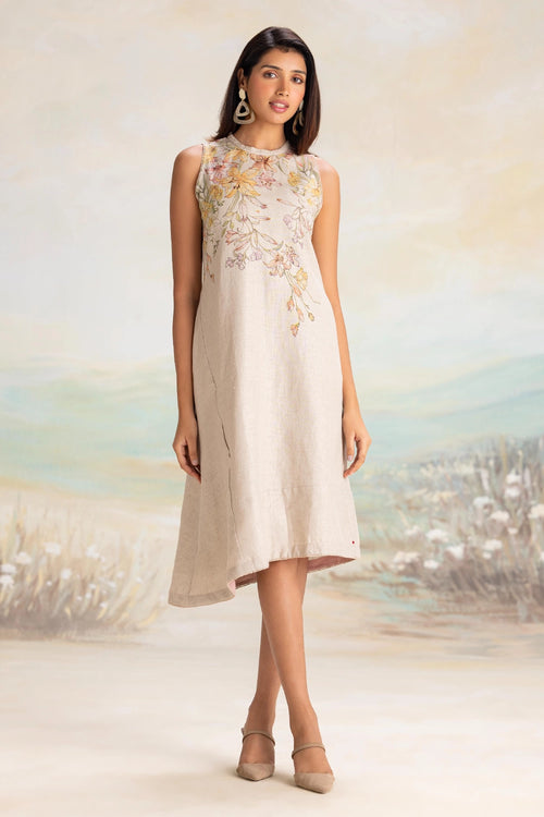 Candy Blossom Natural Sleeveless Dress