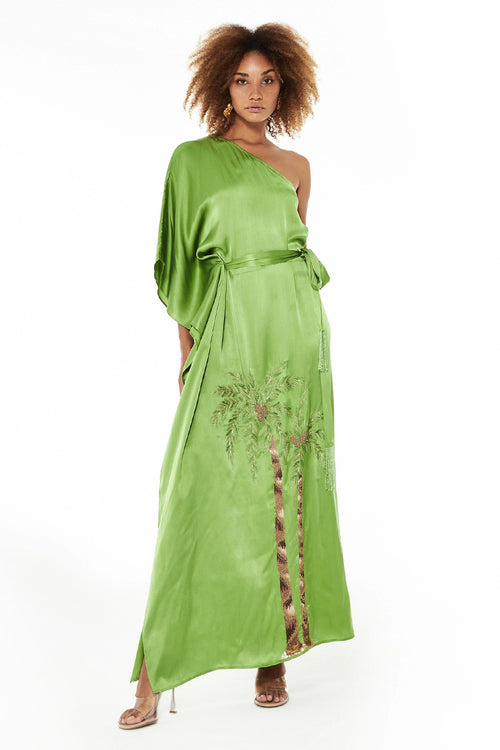 Adena Palm Embroidered Kaftan Dress