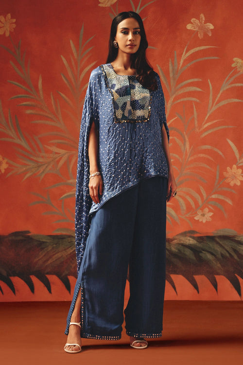 Twilight Bandhani Round Cape with Slit Pants