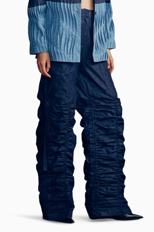 Denim Gathered Pants