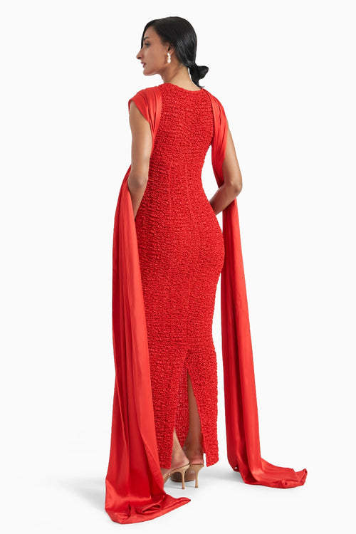 Red Multi Way Drape Dress