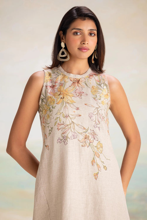 Candy Blossom Natural Sleeveless Dress