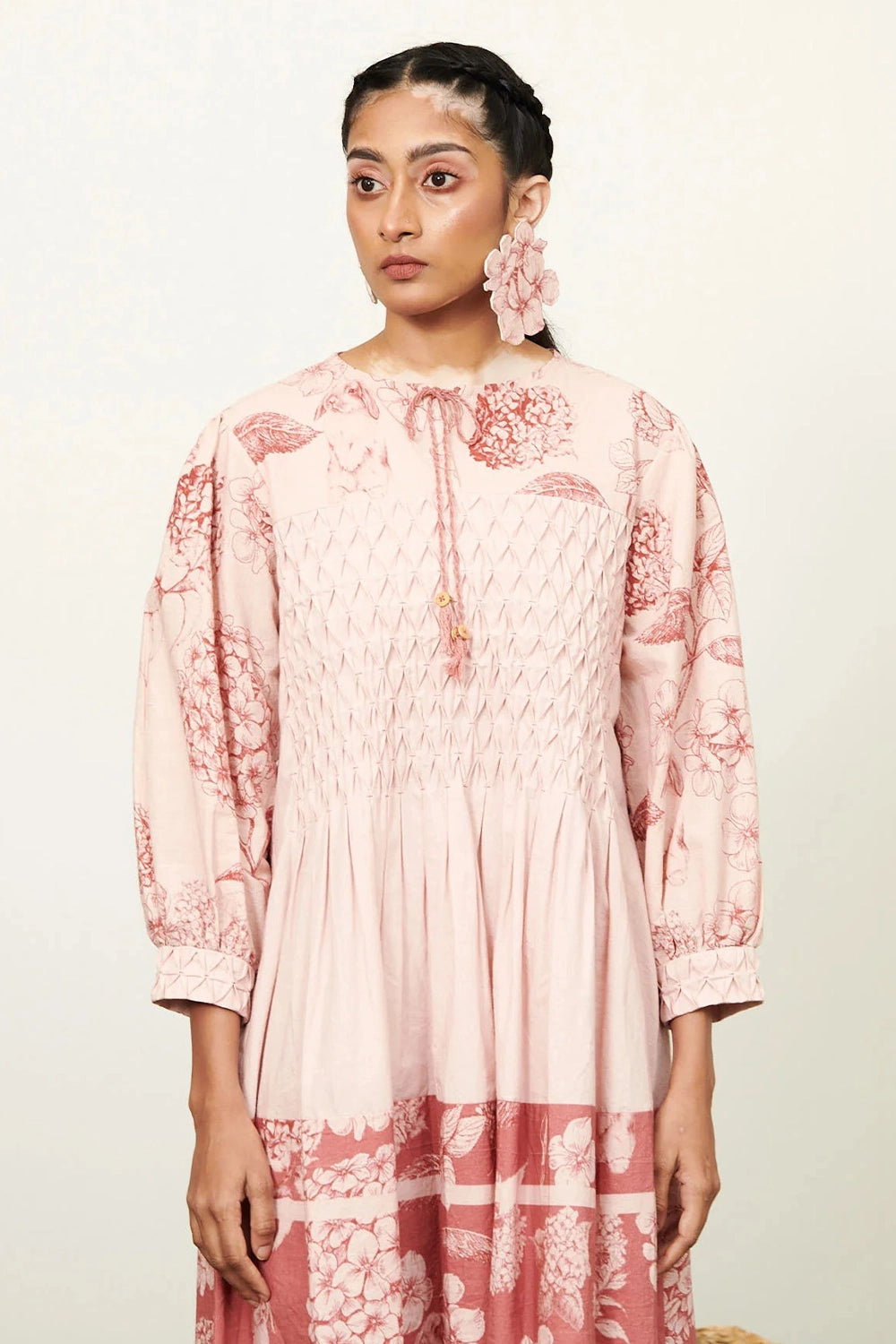Peach Bunny Smocking Dress
