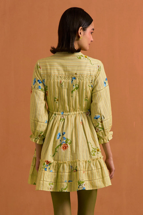 Yellow Verdant Mini Stripe Dress