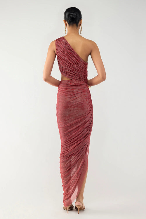 Crimson One-Shoulder Dress