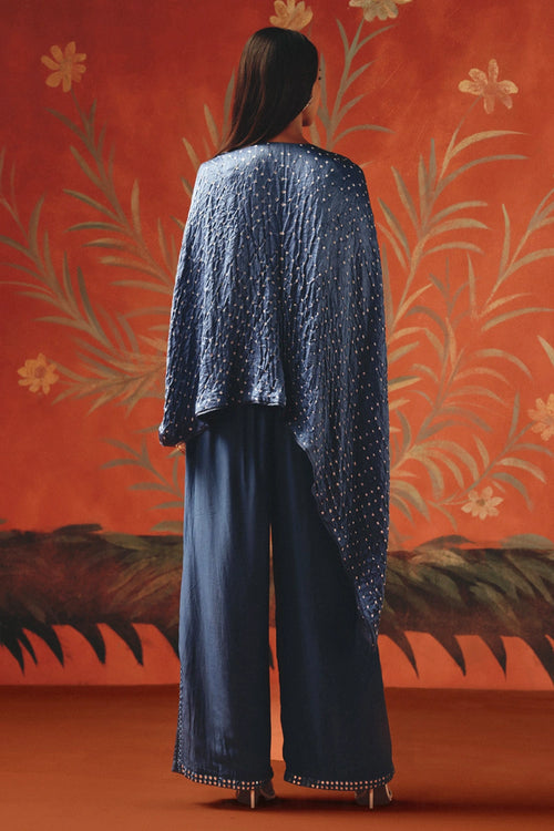 Twilight Bandhani Round Cape with Slit Pants