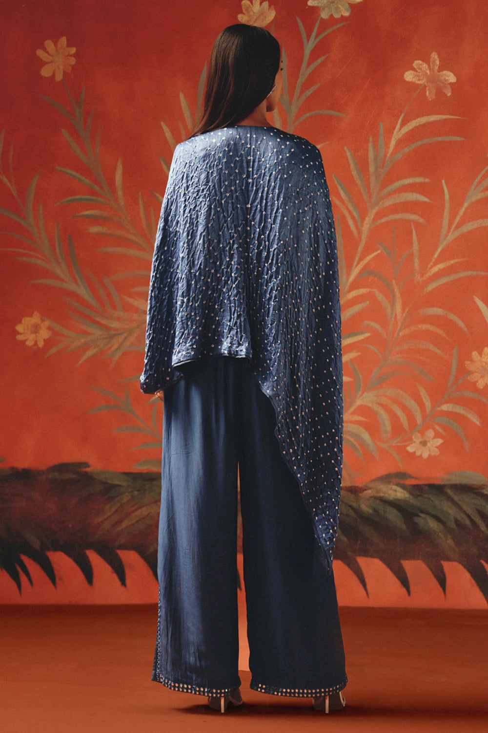 Twilight Bandhani Round Cape with Slit Pants