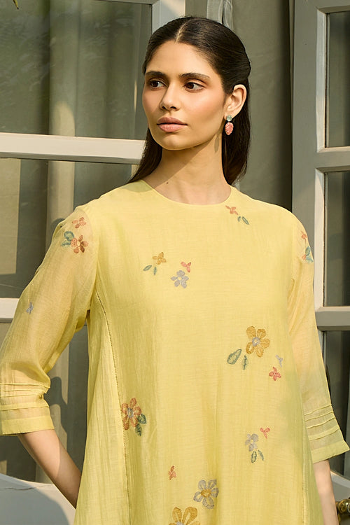 Lemon Embroidered Bloom Co-ord Set