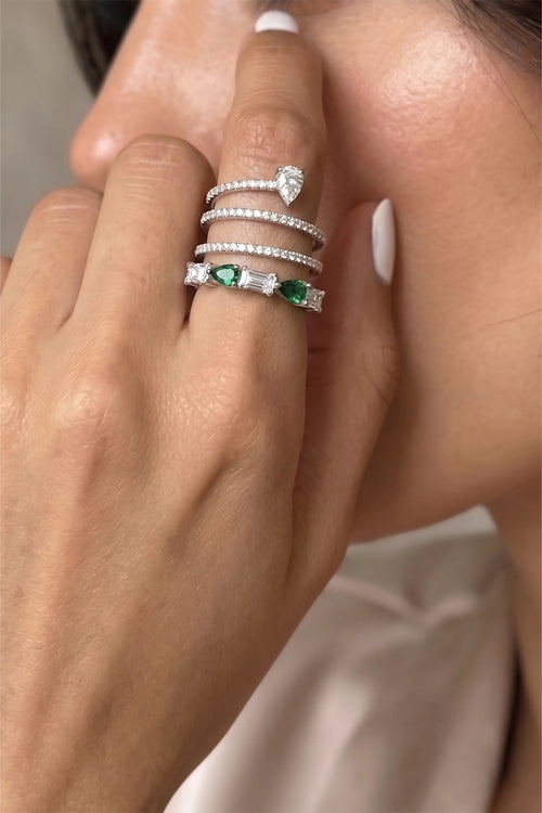 Tidal Emerald Wrap Ring