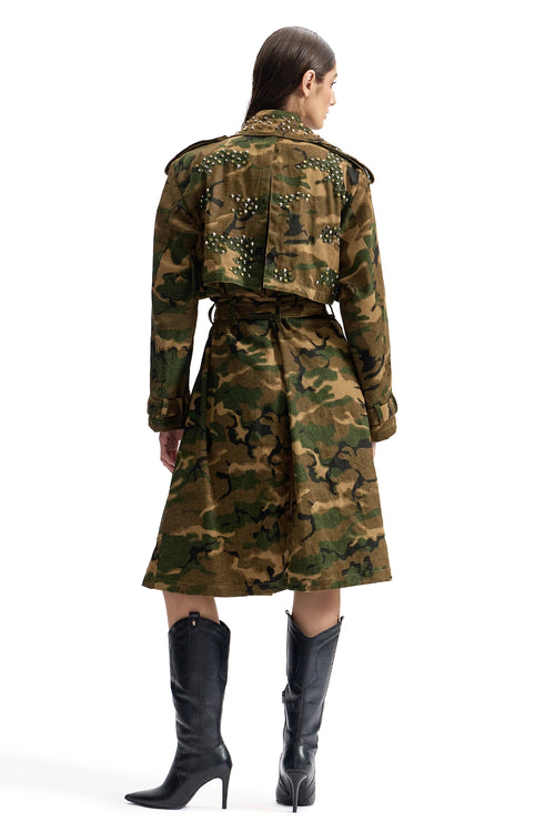 Studded Camo Trench