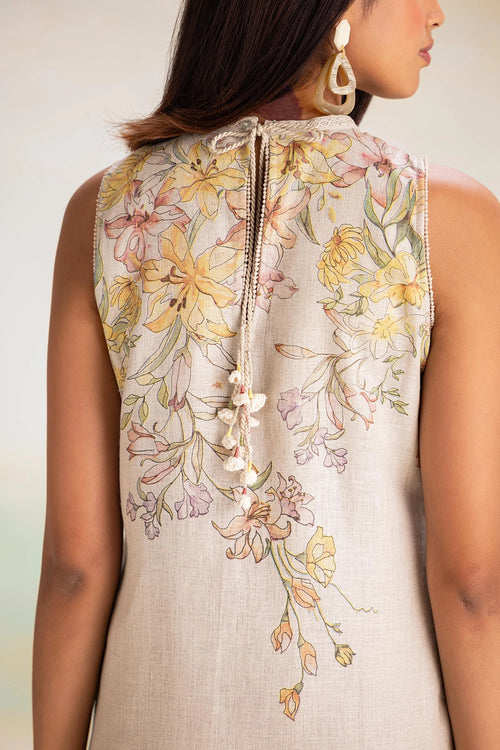 Candy Blossom Natural Sleeveless Dress