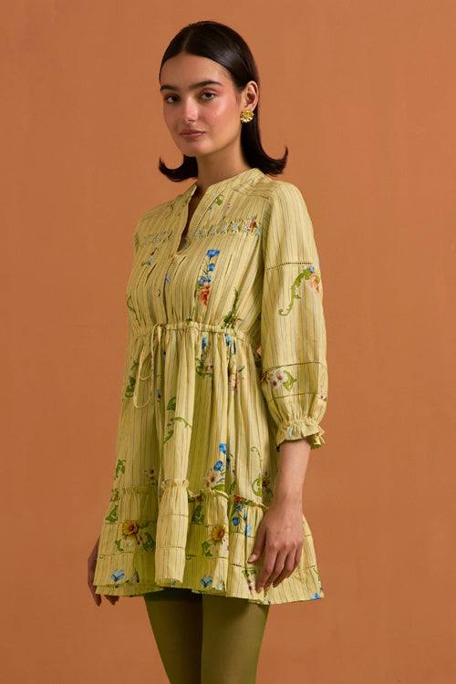 Yellow Verdant Mini Stripe Dress