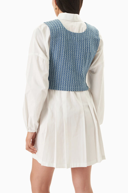 Blue Lazercut Denim Crystal Bib