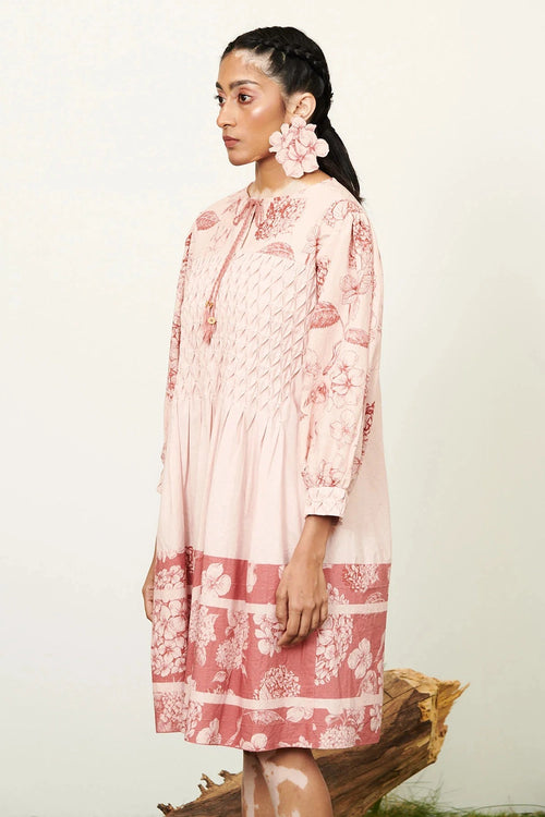 Peach Bunny Smocking Dress