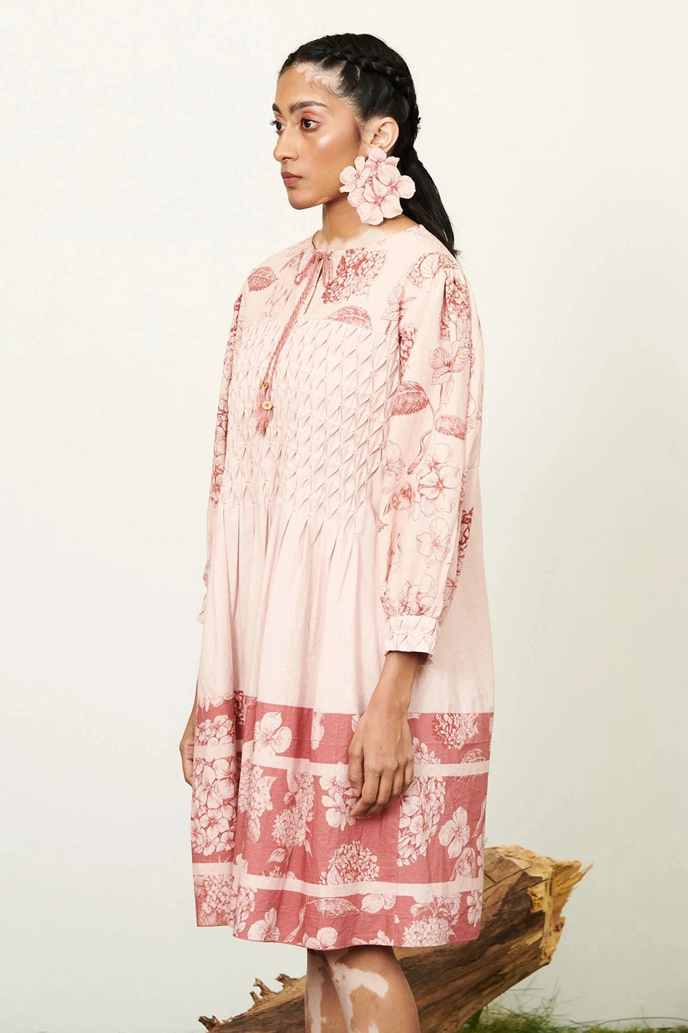Peach Bunny Smocking Dress