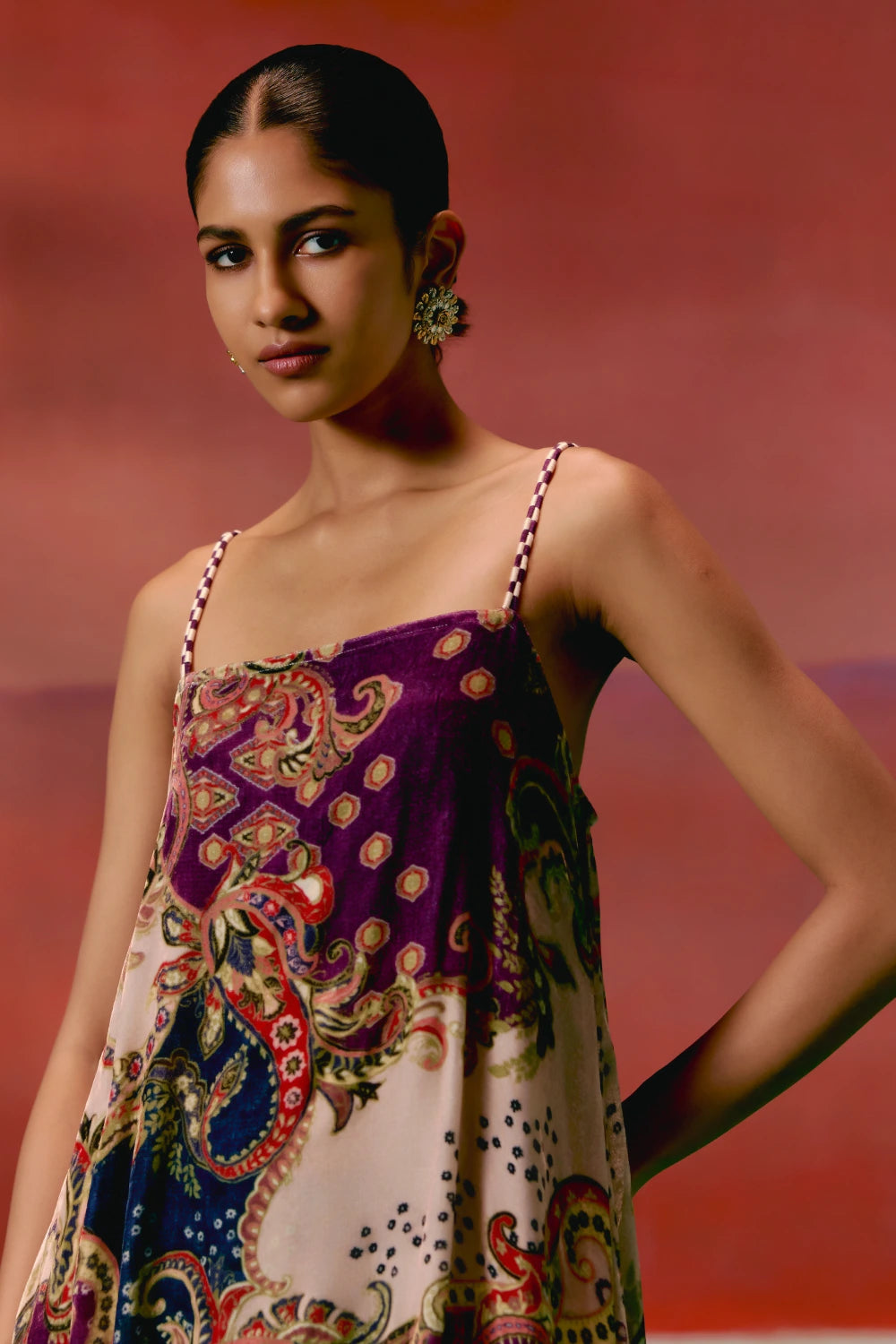 Olive and Purple Paisley Kurta Set