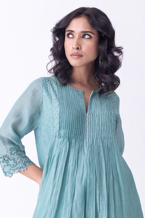 Teal Sira Kurta