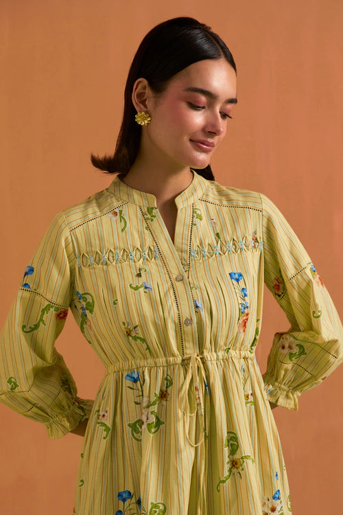 Yellow Verdant Mini Stripe Dress