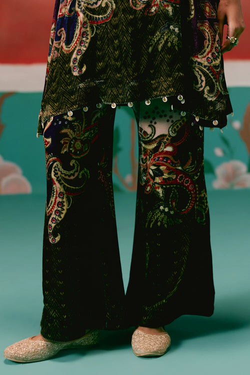 Olive and Purple Paisley Kurta Set