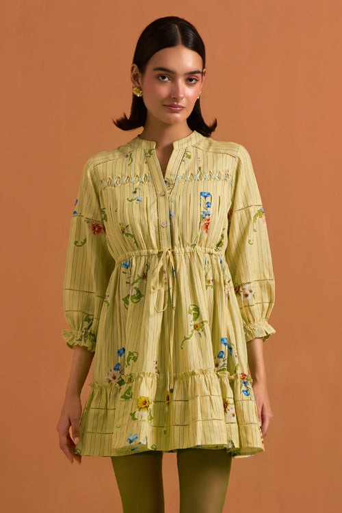 Yellow Verdant Mini Stripe Dress