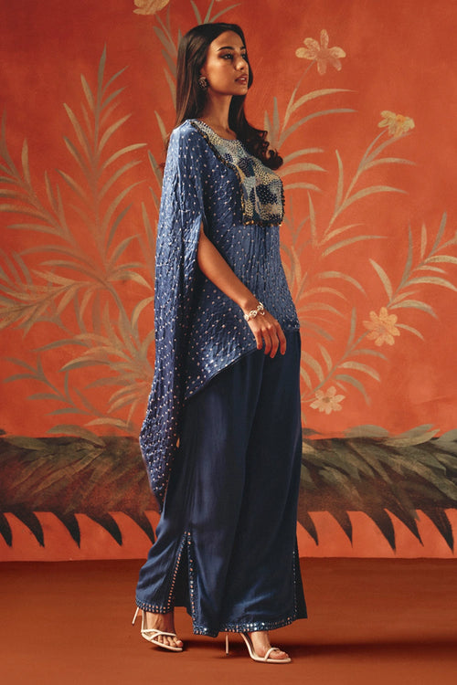 Twilight Bandhani Round Cape with Slit Pants